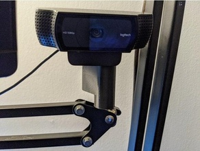 webcam microphone bras adaptateur caméra monter Logitech c920 supporter 3d print model - Mito3D