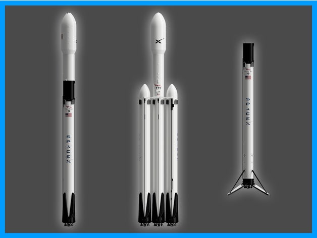 spacex falcon 9 + heavy elon musk model rocket space bfr 3D print model - Mito3D