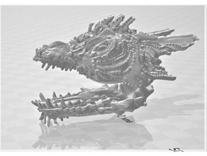 dragon tête pointes mordre buste dinosaure dinosaures drago dragons figure mâchoire mâchoires lézard rapace crâne pointe épineux statue dents dent 3d print model - Mito3D