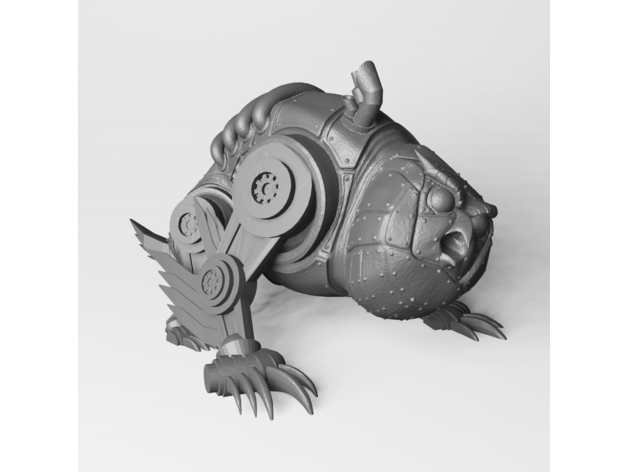 owlbear mech creature dark dnd miniature mechanical metal monster robot 3D print model - Mito3D