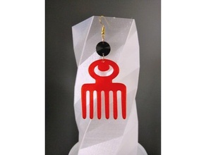 boucle d'oreille peigne afro adinkra duafe earrings ear pendentif 3d print model - Mito3D