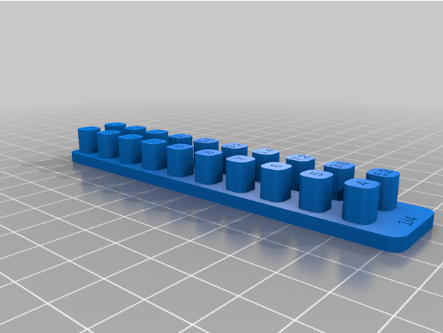 customized parametric 1 4 socket organizer 3D print model - Mito3D