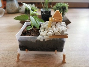 small live diorama flower pot 3d print model - Mito3D