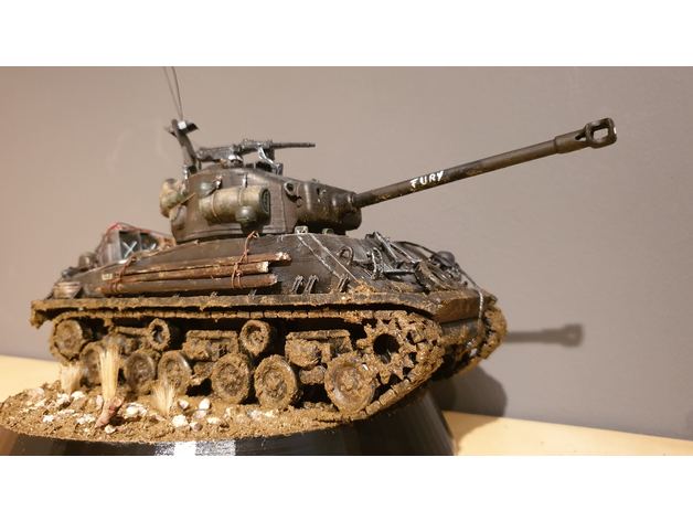 furia Sherman tanque 1 30 escala película apuntalar modelo guerra 2 ww2 Guerra Mundial 3D print model - Mito3D