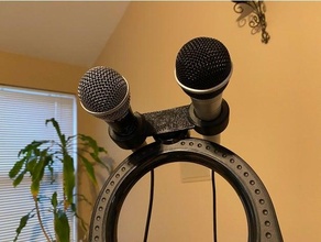 dual microphone holder 3d print model - Mito3D