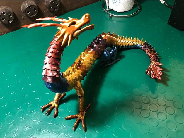 Lunge orientalisch artikuliert Drachen 3D print model - Mito3D