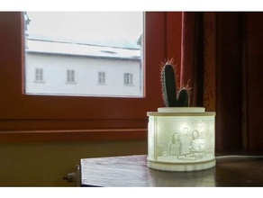 lithophane cactus pot flower led strip lithopane light stand 3d print model - Mito3D