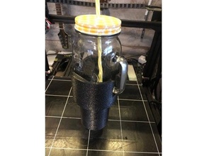 quart size mason jar cup holder adapter beverage coffee drink 3d print model - Mito3D