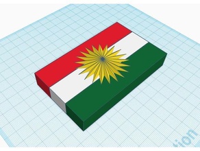 curdo bandeira Curdistão 3d print model - Mito3D
