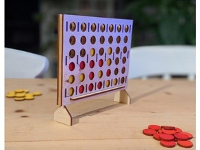 laser cut 4-in-a-row game boardgames connect4 friction fit games lasercut 3d print model - Mito3D