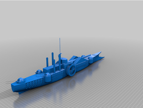 buhar punk Demir kaplı sivil savaş gemisi Steampunk 3d print model - Mito3D