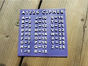 a1z26 cypher helper reminder slab kids secret message spy 3d print model - Mito3D