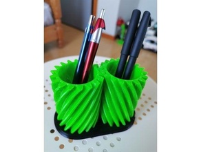 spiral gear pen pot 3d print model - Mito3D