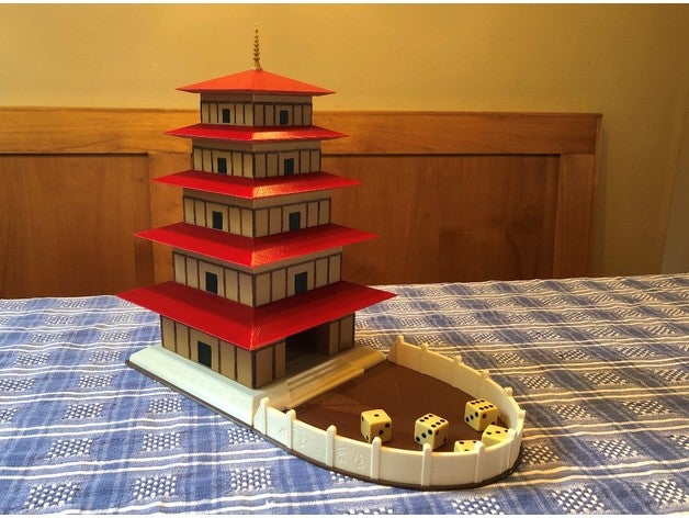 pagoda dice tower fusion 360 gaming ho scale model 3D print model - Mito3D