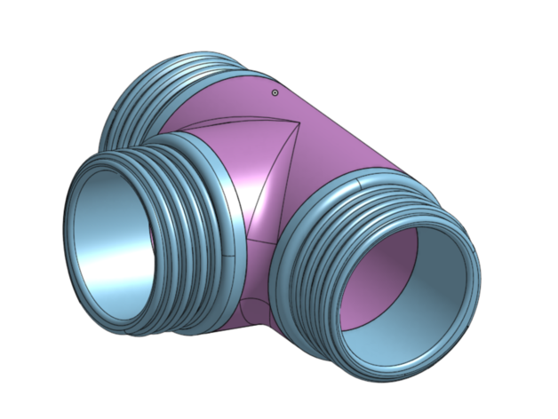 3 way OTAN 40mm gas máscara manguera conector masculino adaptador estancar 4155 3D print model - Mito3D