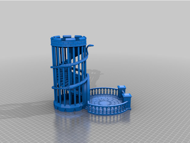 dice tower cobra castle snake stairs 3D print model - Mito3D