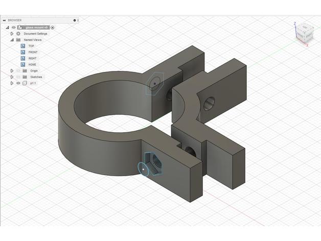 5 mm glass mount 3D print model - Mito3D