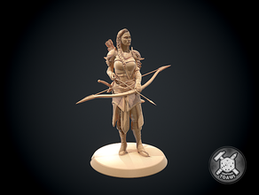 elfo ranger femmina 28mm 32mm arco dnd dungeon draghi fantasia ragazza cacciatore esploratore gioco ruolo soldato tavolo warhammer 3d print model - Mito3D