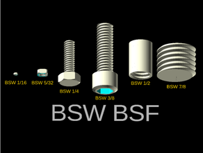 bsw bsf boulons openscad boulon fil écrou opensad vis 3d print model - Mito3D