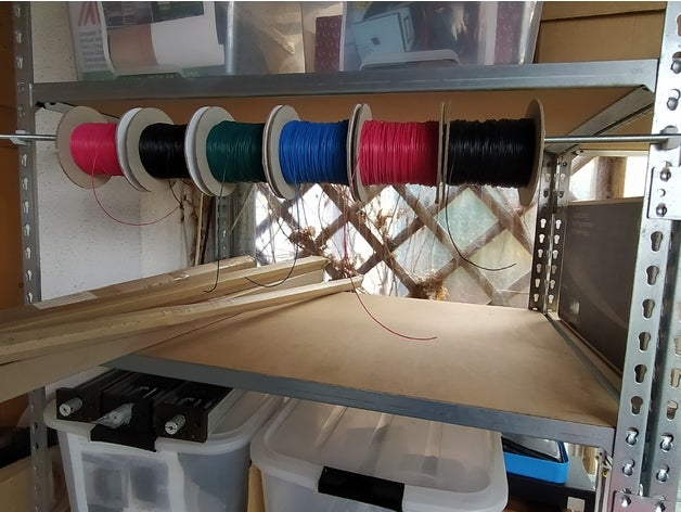 Gestell Halter Unterstützung Kabel Spule Kabeltrommel Hantel Clip Management 3D print model - Mito3D