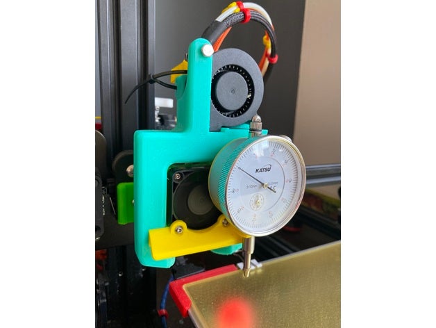 dial gauge indicator fan mount led petsfang holder light v2 3D print model - Mito3D