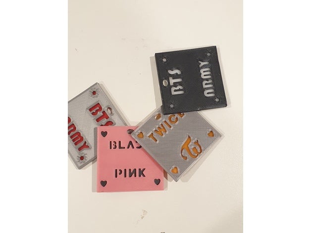 kpop 3 Couleur porte clés noir rose bts pop 3D print model - Mito3D