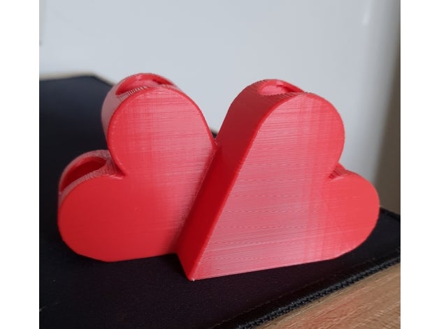 gemelo corazón bolígrafo soporte lápiz 3D print model - Mito3D