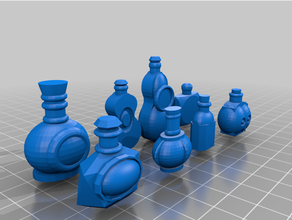 8 unusual miniature potion bottles 3d print model - Mito3D