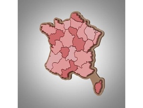 Francia carta geografica puzzle 3d print model - Mito3D