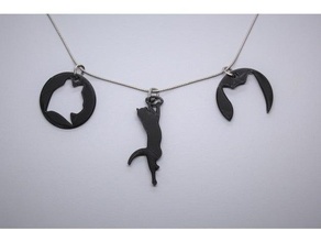 cat medallion locket necklace pendant 3d print model - Mito3D