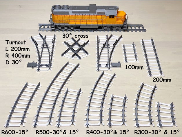 train track os-railway - fully 3d-printable railway open osrailway traintrack turnout 3D print model - Mito3D