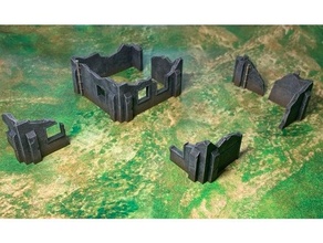 ruiné Maisons pack 28mm miniatures minis ruines terrain jeux guerre jeu marteau 40000 40k 3d print model - Mito3D