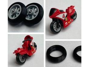 Lego città compatibile moto corsa pneumatici bicicletta motociclo ninjaflex gara liscio pneumatico tpu 3d print model - Mito3D