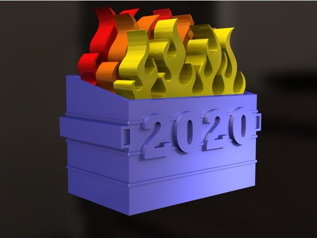 2020 dumpster ornament christmas decoration flames 3D print model - Mito3D