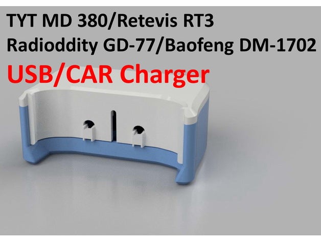 tyt md 380 retevis rt3 radiodade gd 77 USB carro carregador 3D print model - Mito3D