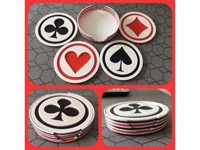 cartão porta copos jogo cartas clube montanha russa diamante coração espadas 3d print model - Mito3D