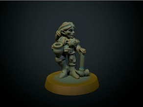 gnome female 28mm supports fdm friendly dnd halfling 3d print model - Mito3D