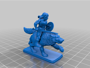 heroquest - barbarian wolf rider resculpted 3d print model - Mito3D
