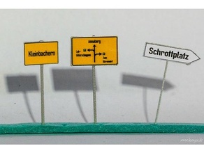 h0 Straße Zeichen ortsschild vorwegweiser wegweiser Rahmen 3d print model - Mito3D