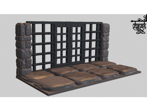 openforge 20 dungeon stone grate doors dnd tiles miniatures openforge2 pathfinder rpg tabletop terrain tile 3d print model - Mito3D