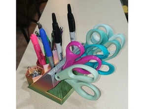 desk daddy organizer pencil holder pen scissor scissors sharpie 3d print model - Mito3D
