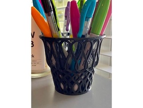 pen & pencil holder cup copic cubicle decor decorative desk accessories accessory organisation organizer toy fathers day gift dads ideas marker cups holders monoprice delta mini office cubical organization supplies tool openscad sharpie solidworks utensil 3d print model - Mito3D