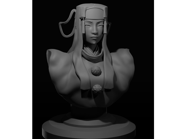 Mizuki Büste Samurai beschlagen weiblich Spiel 3D print model - Mito3D
