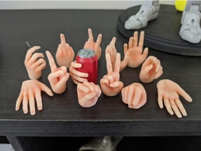 mão poses ímãs bjd boneca 3d print model - Mito3D