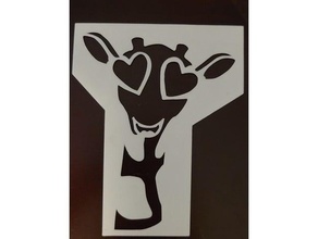 giraffa stencil arte cuore cuori amore 3d print model - Mito3D