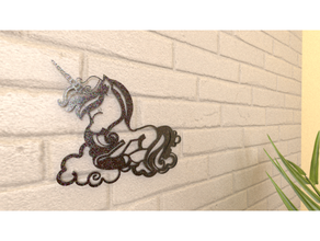 sleepy unicorn wall art hanger mount 3d print model - Mito3D