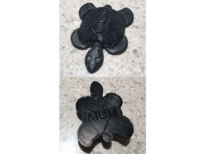 mothers day turtle 'mum' imprinted underside 3d print model - Mito3D