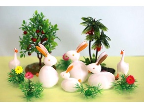 cute rabbit family 3d print model - Mito3D