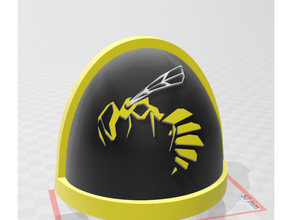 murder hornet shoulder armor 40k loyalist pauldron pad space marine yellow 3d print model - Mito3D