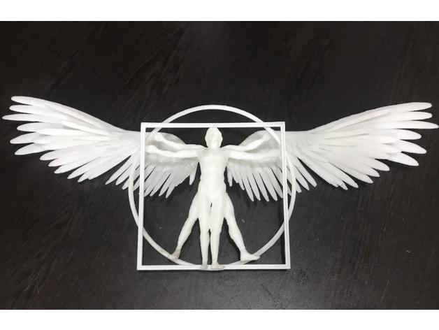 vitruvian adam Vinci uçan heykel kanat 3D print model - Mito3D